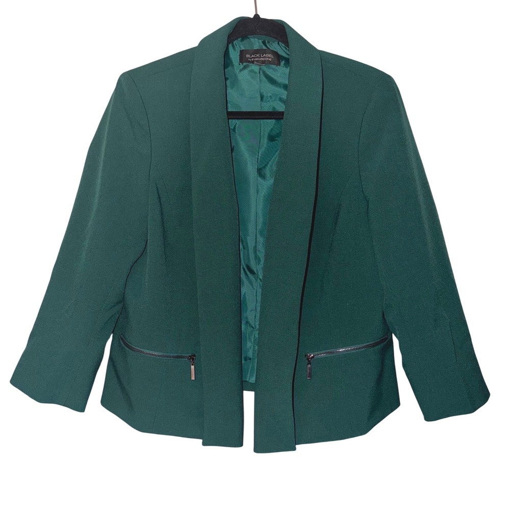 Black Label by Evan Picone Women's Emerald Green open front Blazer Size‎ 12